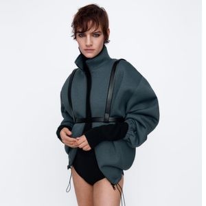 NWT Zara Neoprene Scuba Sweatshirt Jacket